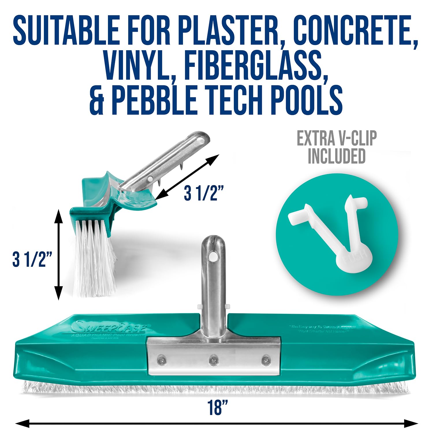 SweepEase Stingray in pool use with brush clinging to wall and removing algae efficiently