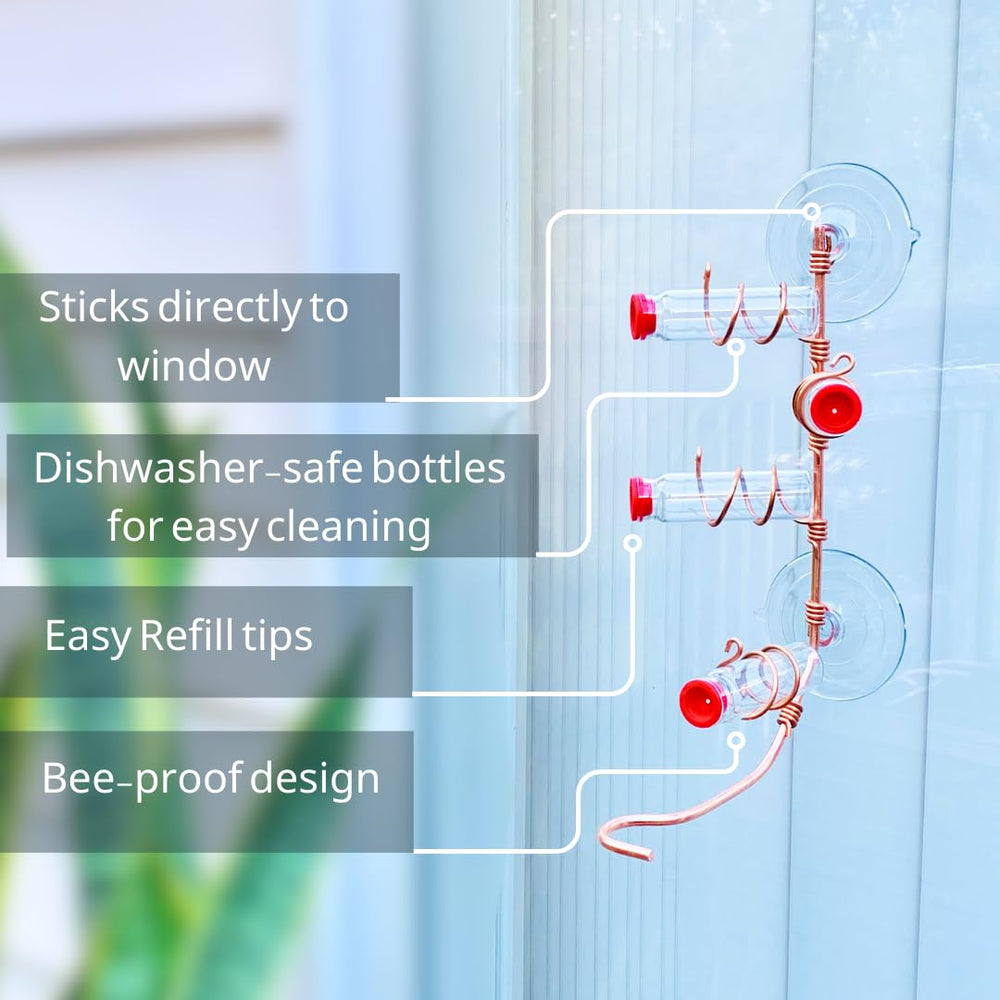 SWEET FEEDERS glass bottle close-up highlighting easy-fill neck and clarity