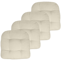 Sweet Home Collection front view of cream tufted cushion, shows neat fit and comfort