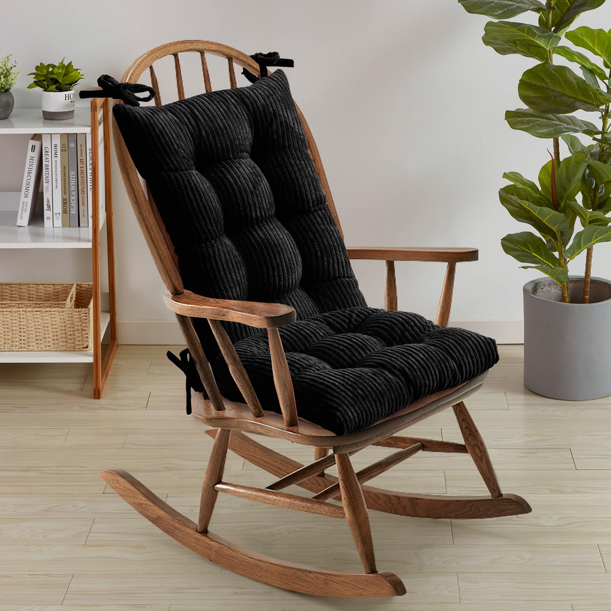 Sweet Home Collection front view showing velvet black tufted cushions, adds cozy style