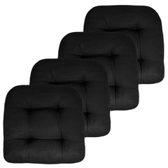 Sweet Home Collection front view of four black tufted cushions showing neat pack and style for matching seating