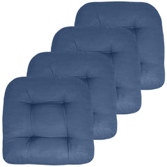 Sweet Home Collection front view of four blue cushions showing tufted pattern and comfortable seating