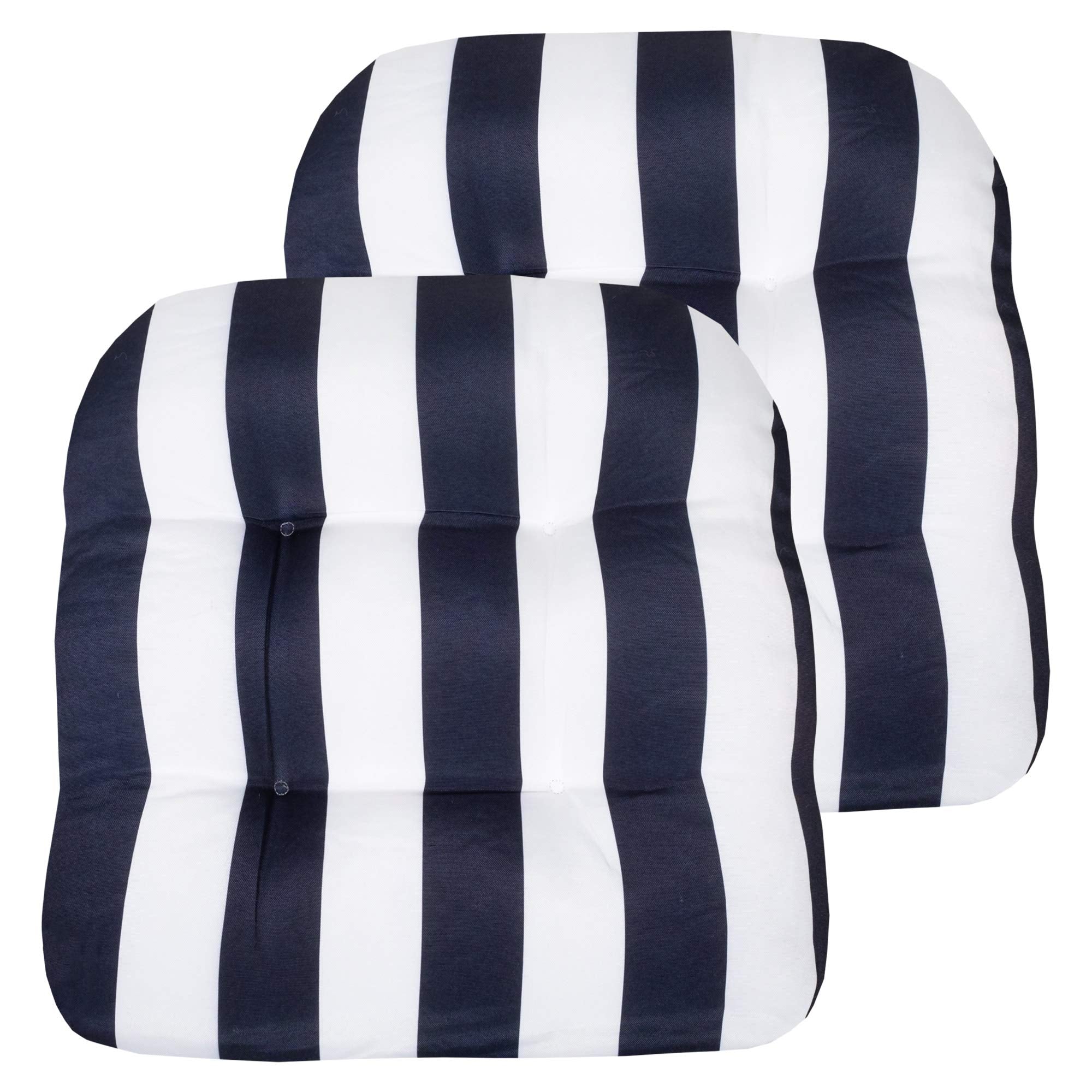 Sweet Home Collection front view cushion on chair showing navy white contrast and stylish comfort