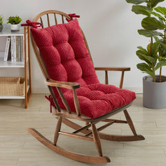 Sweet Home Collection front view of red tufted cushion set shows plush look and style benefit
