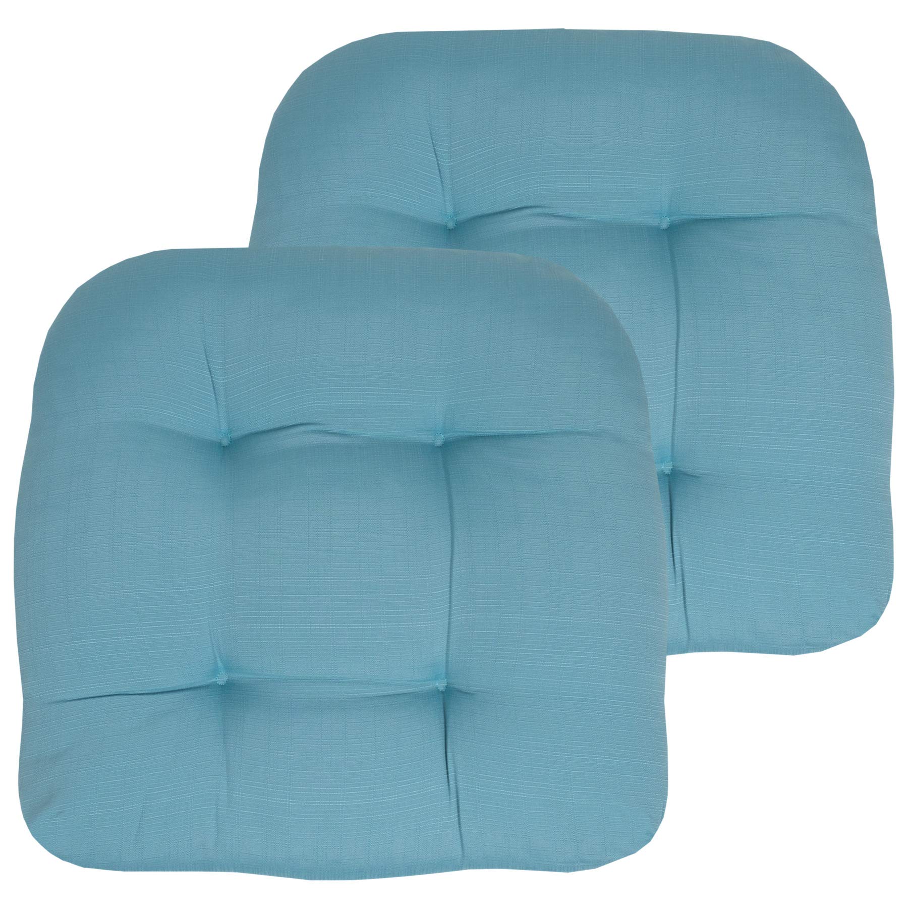 Sweet Home Collection front view teal cushions showing tufted design and inviting comfort