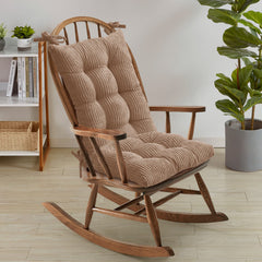 Sweet Home Collection front view of taupe velvet cushions showing tufted comfort