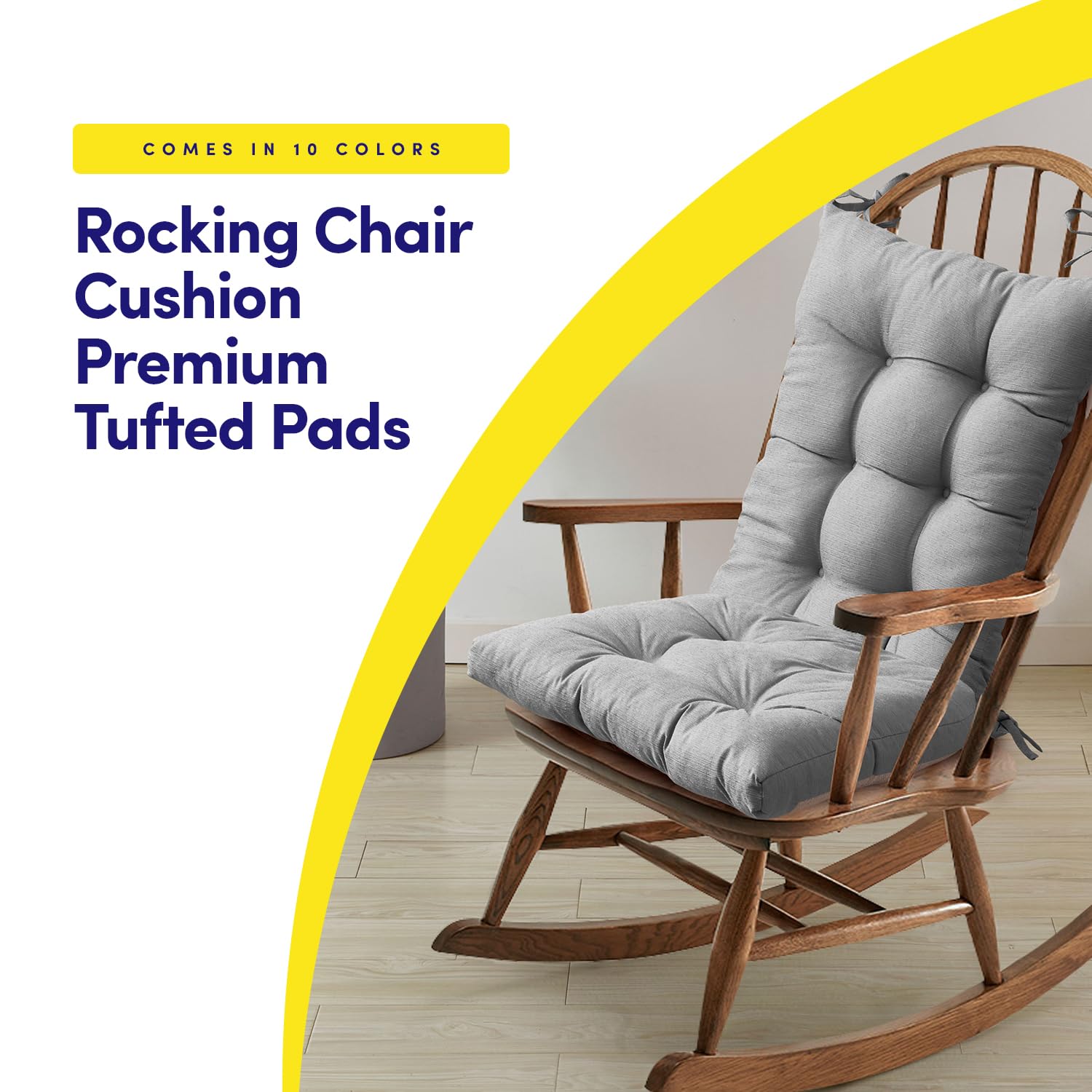 Sweet Home Collection cushions on wooden rocker showing fit and scale