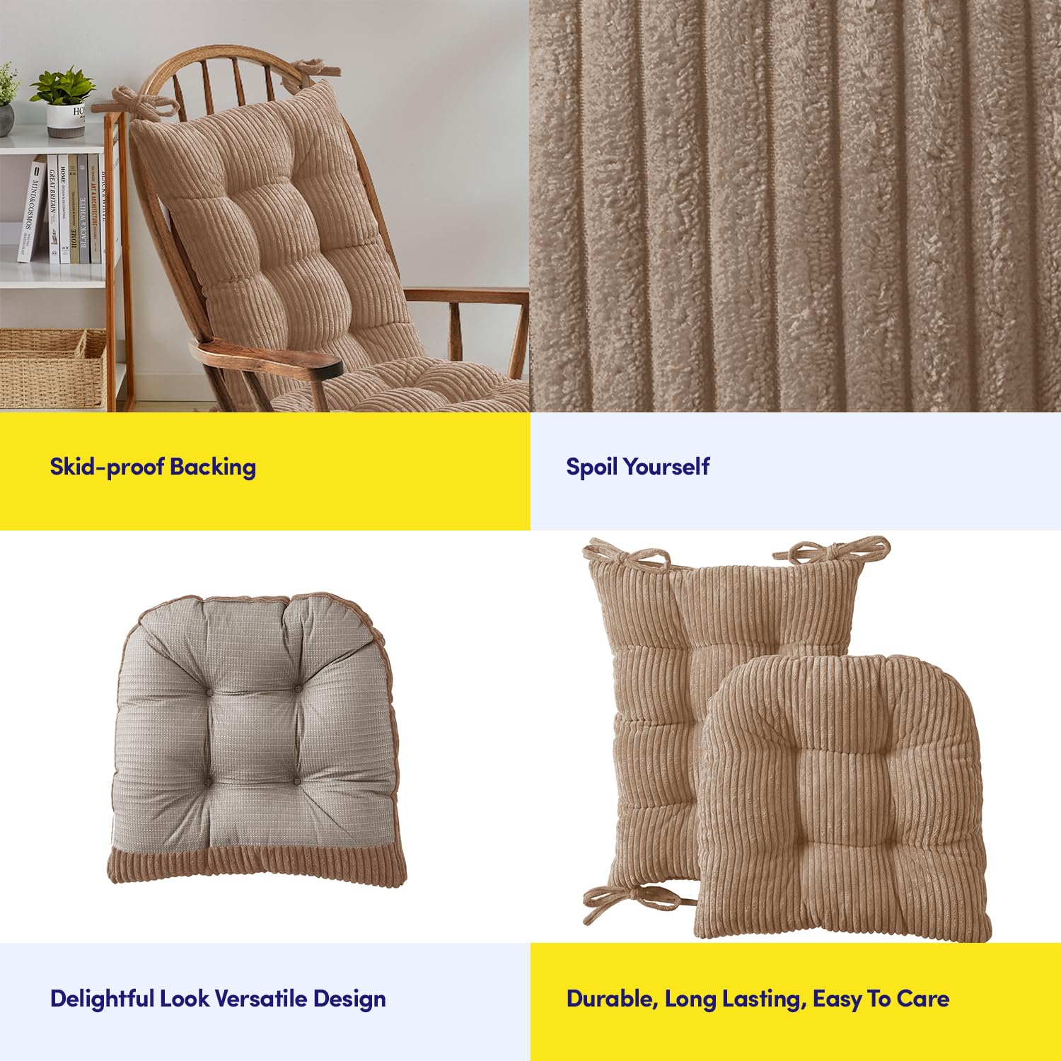 Sweet Home Collection cushions scaled on a chair to show true size fit