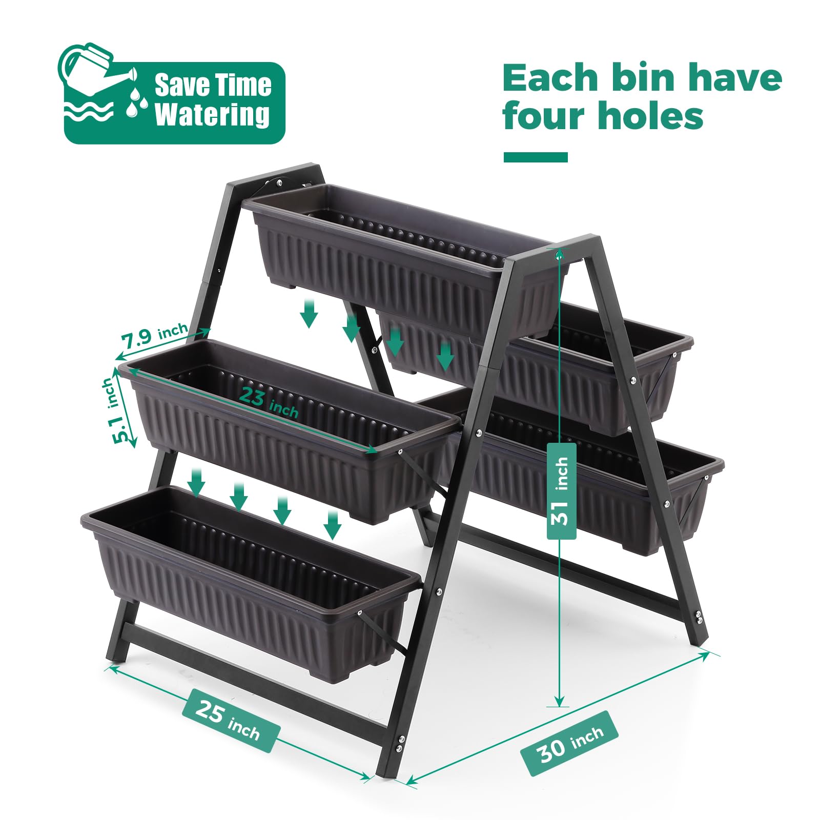 SweetBin powder-coated steel frame close-up showing durable construction benefit