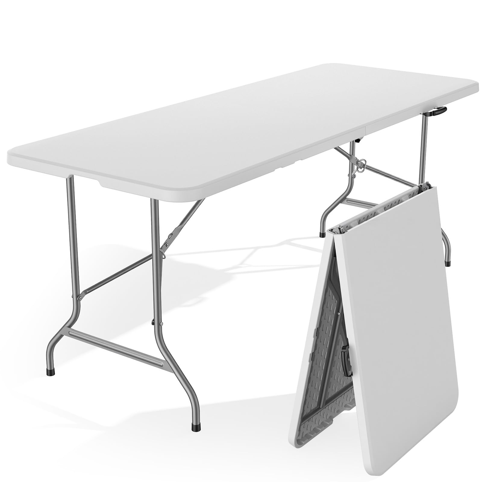 Sweetcrispy front view of 6 ft table open, shows spacious surface and setup benefit