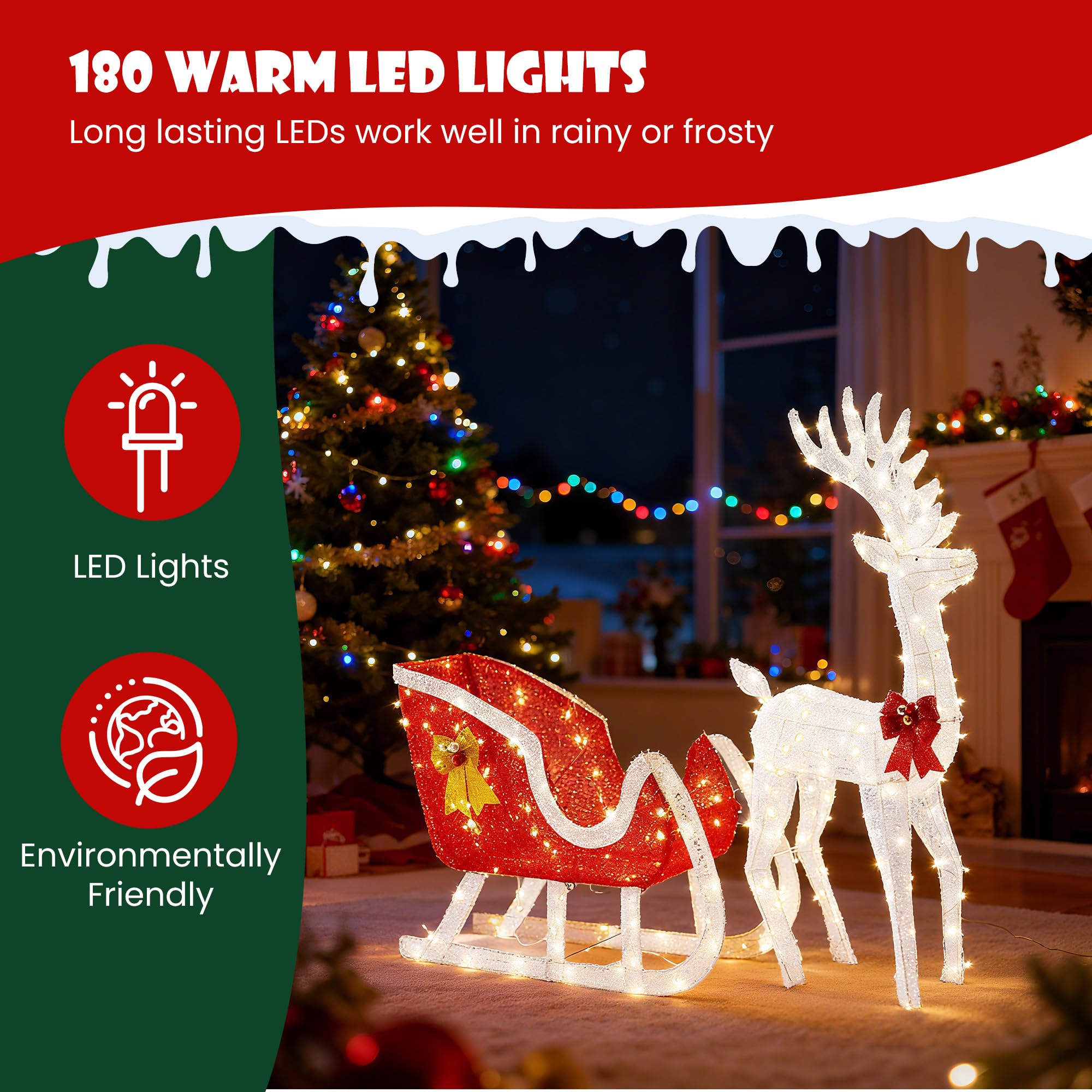 Sweetcrispy nighttime yard display creating cozy holiday ambiance
