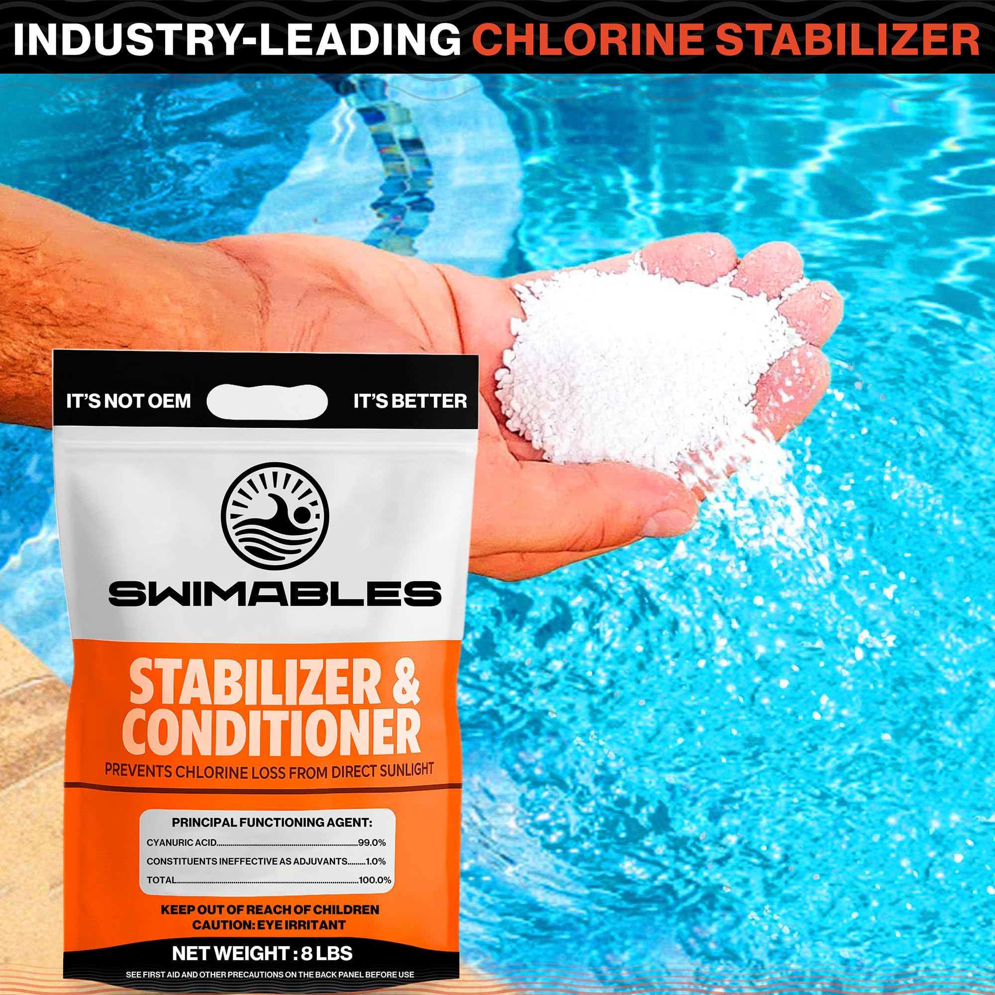 Swimables being added to an inground pool demonstrating prolonged chlorine protection