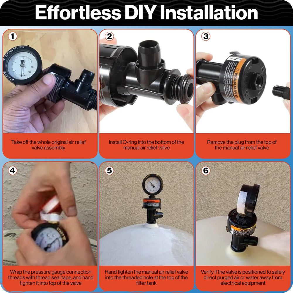 Swimables valve gauge reading visible to monitor filter pressure accurately