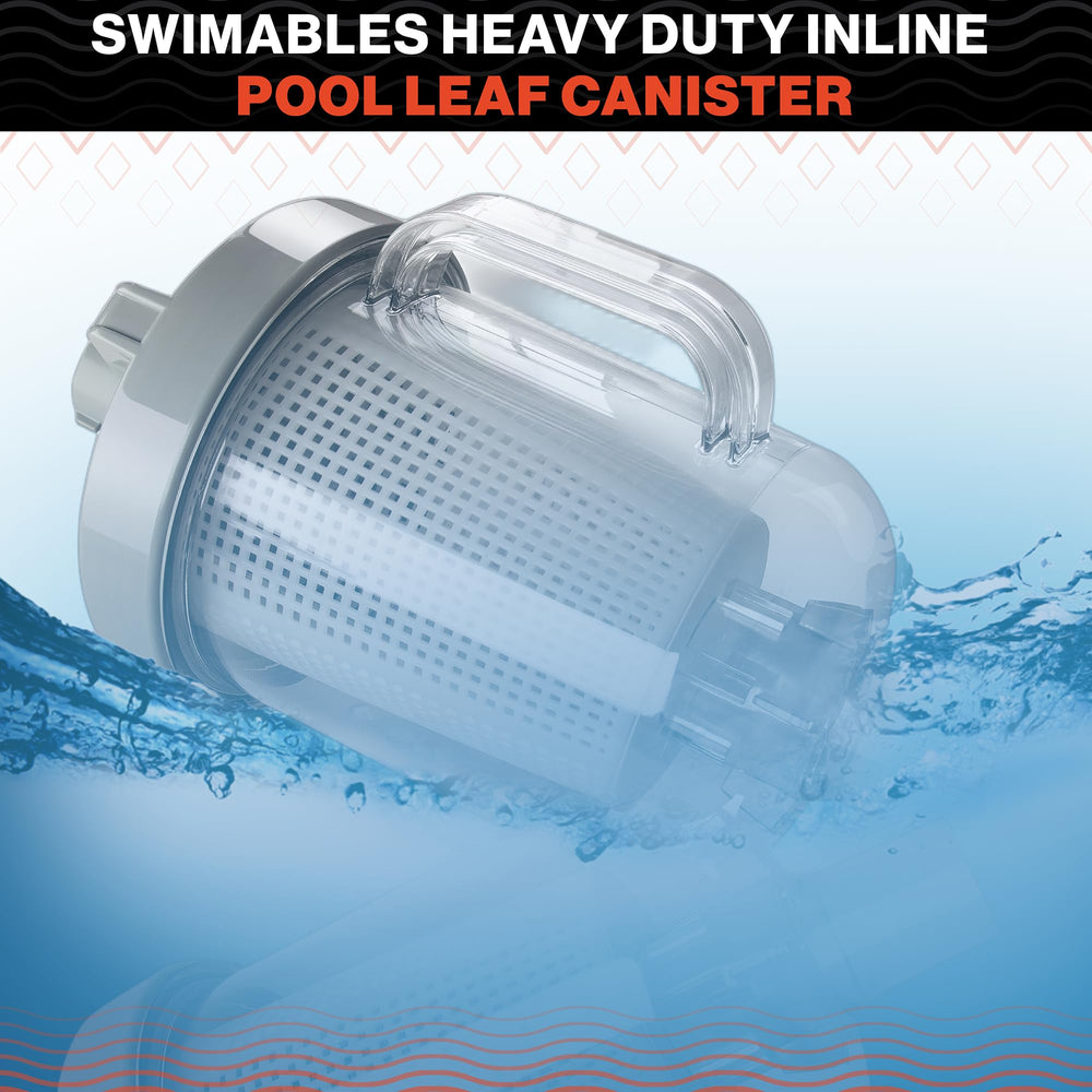 Swimables clear canister close-up showing durable body and quick visual benefit