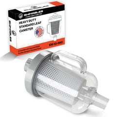 Swimables W560 front view showing transparent canister and lid for easy debris monitoring
