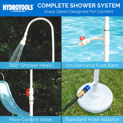 Swimline adjustable shower head closeup shows spray control benefit: customizable water flow