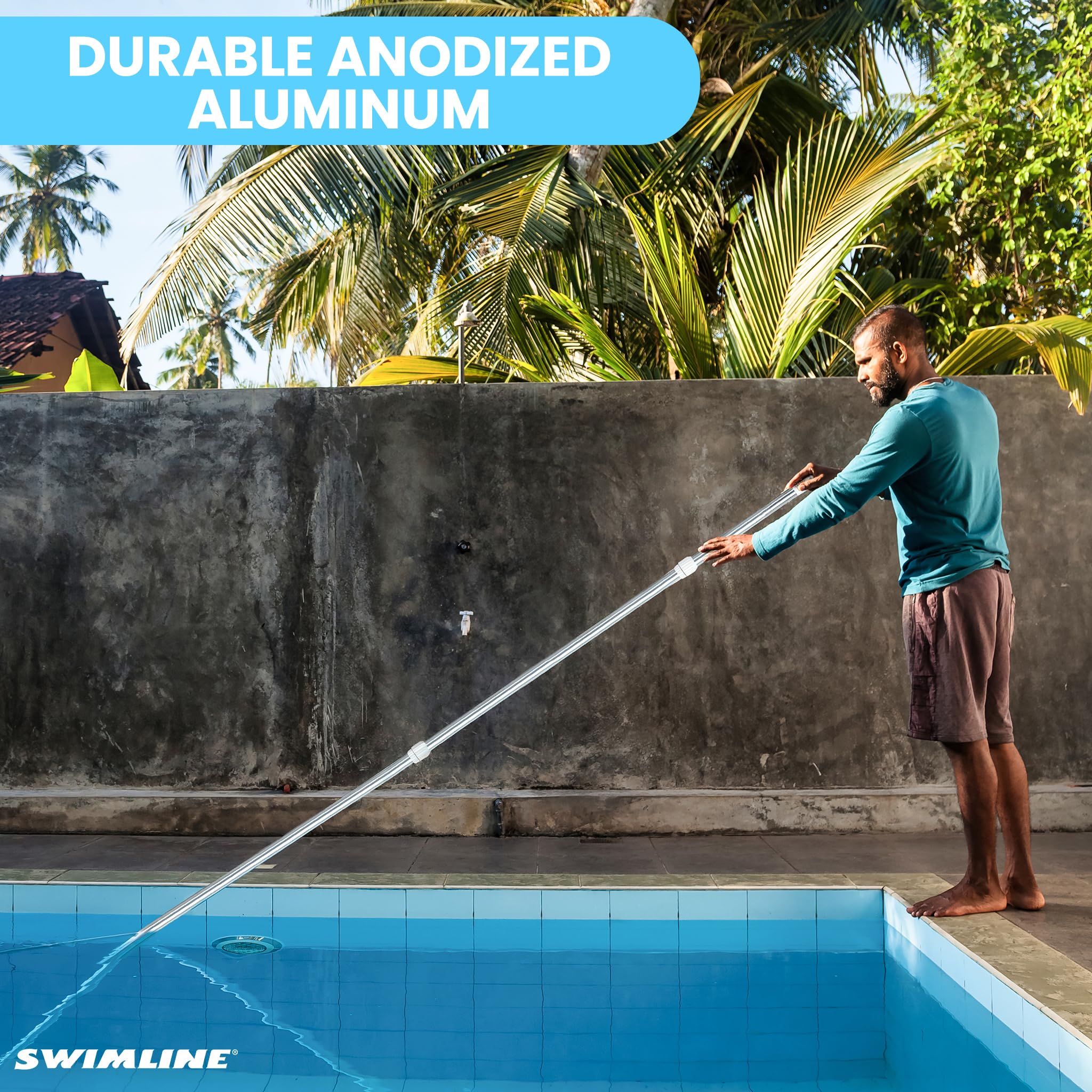 Swimline anodized finish texture highlighting UV and chemical resistance