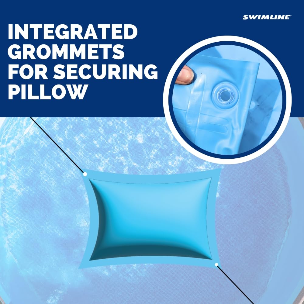 Swimline deflated and folded for storage showing compactness and easy offseason storage benefit