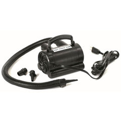 Swimline pump front view showing controls and compact design for fast inflation