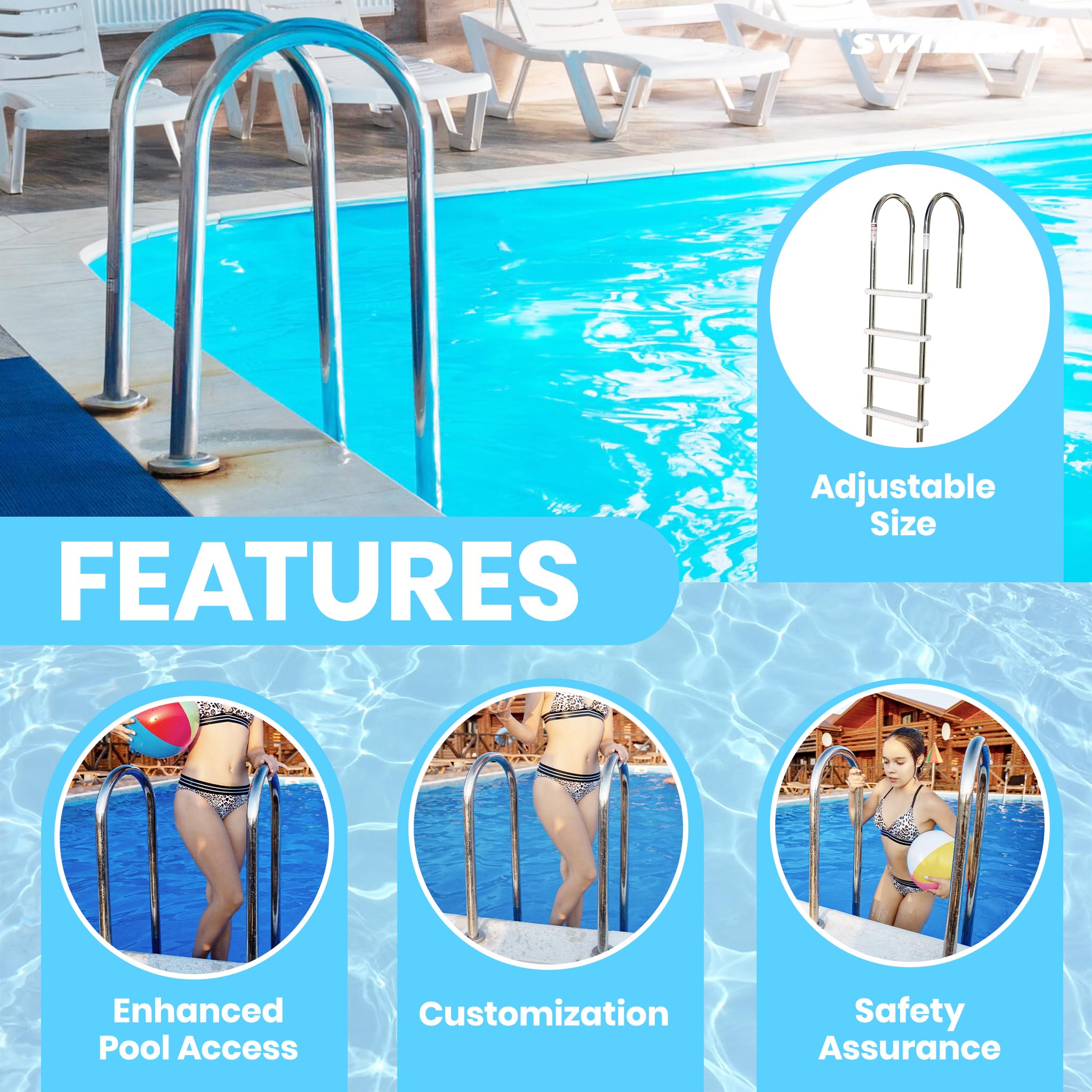 Swimline full-height beside person showing 72-inch scale and proper fit benefit