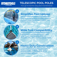 Swimline pole fully extended in pool demonstrating reach for deeper areas