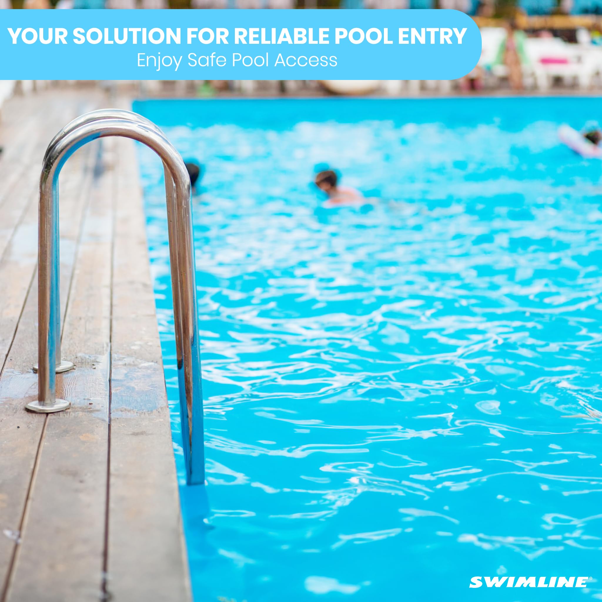 Swimline handrail detail highlighting ergonomic grip for safer climbing benefit