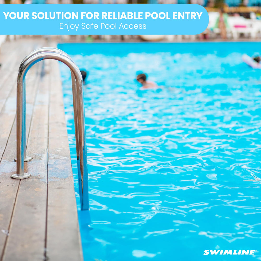 Swimline handrail detail highlighting ergonomic grip for safer climbing benefit
