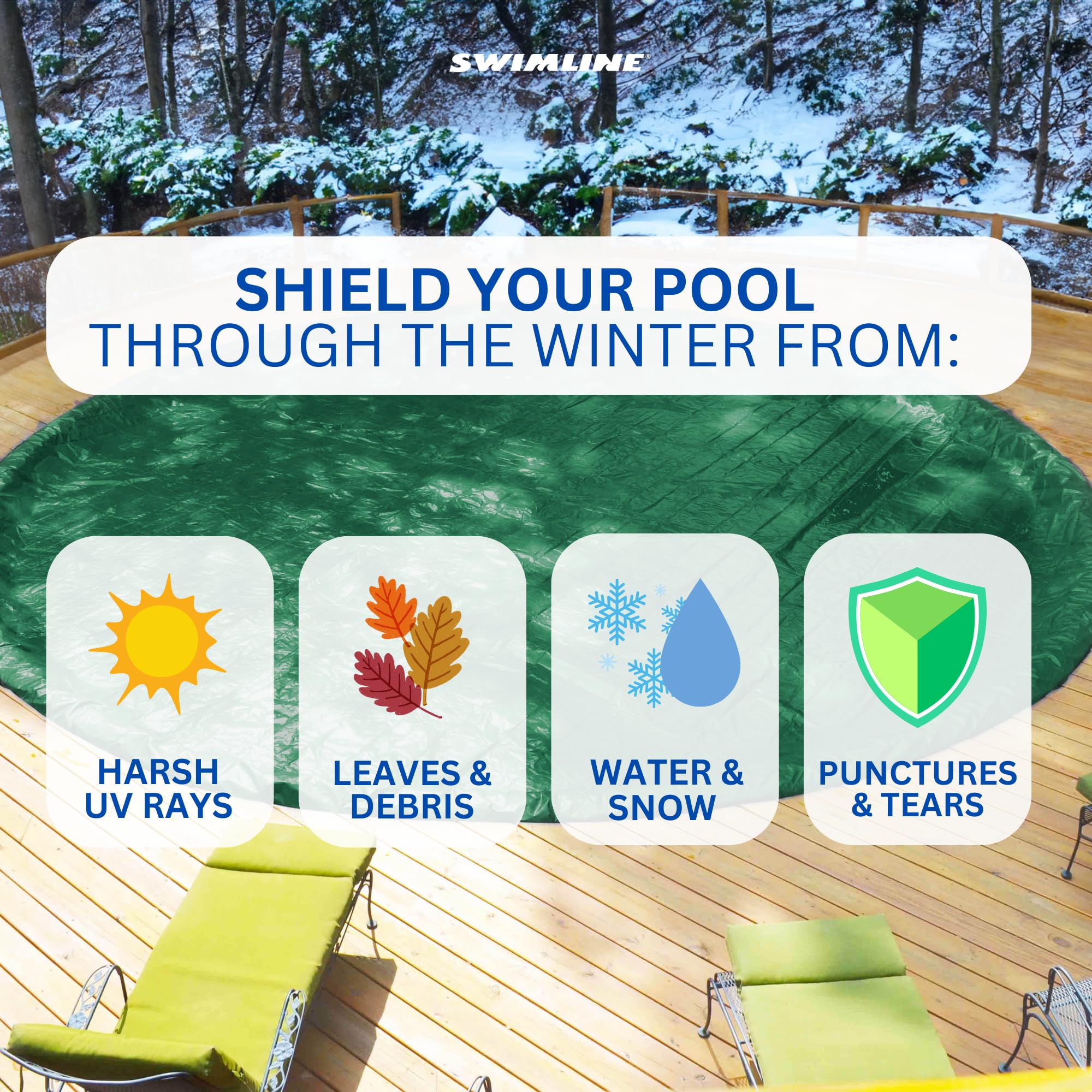 Swimline fabric close-up highlighting dense 12x12 weave for debris protection and durability