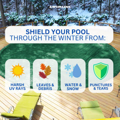 Swimline fabric close-up highlighting dense 12x12 weave for debris protection and durability