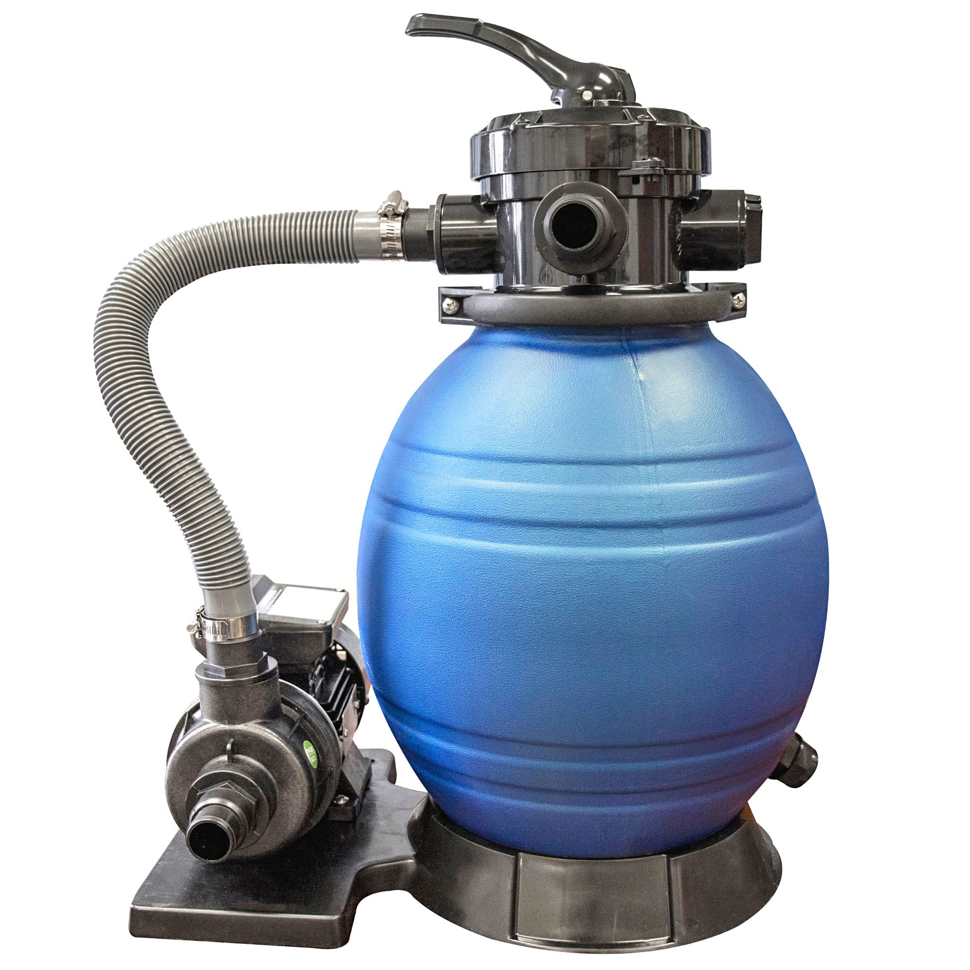 Swimline front view of complete sand filter showing compact all-in-one benefit
