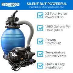Swimline tank label showing 42 lb capacity for long-lasting filtration benefit