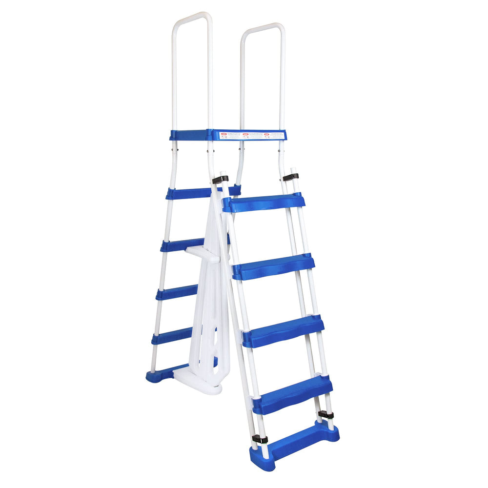 Swimline ladder beside person showing correct 48–52 inch scale