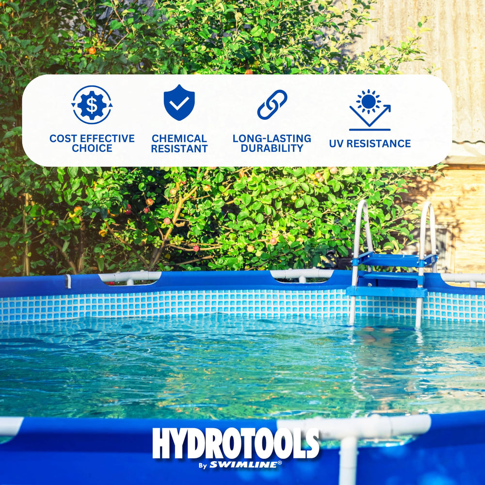 Swimline lifestyle poolside installed showing reduced surface debris and tidy water