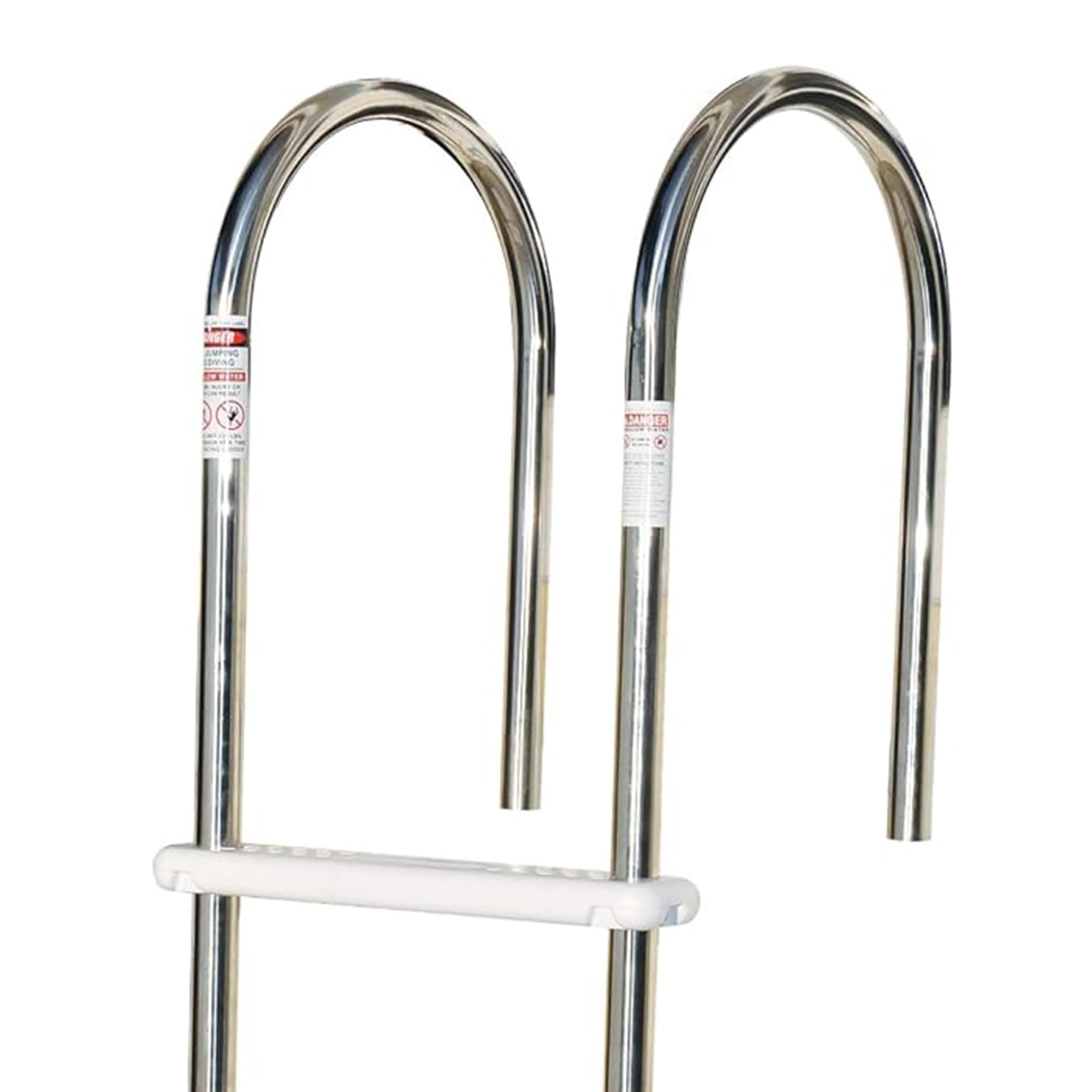 Swimline ladder mounted from deck illustrating easy deck installation benefit