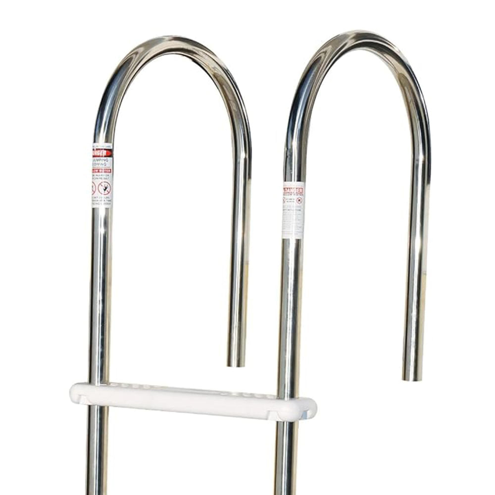 Swimline ladder mounted from deck illustrating easy deck installation benefit