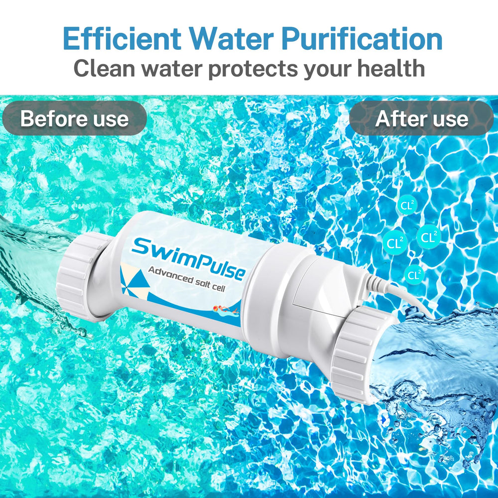 SwimPulse installed on pool plumbing illustrating quick swap-in advantage