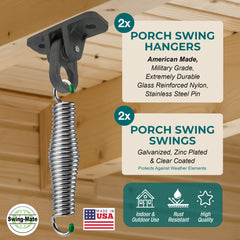 SWING-MATE zinc-plated comfort spring close-up showing weather-resistant finish and smooth action
