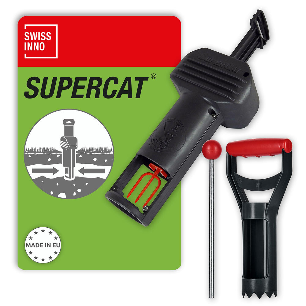 SWISSINNO SuperCat PRO front view showing compact trap and benefit of durable design
