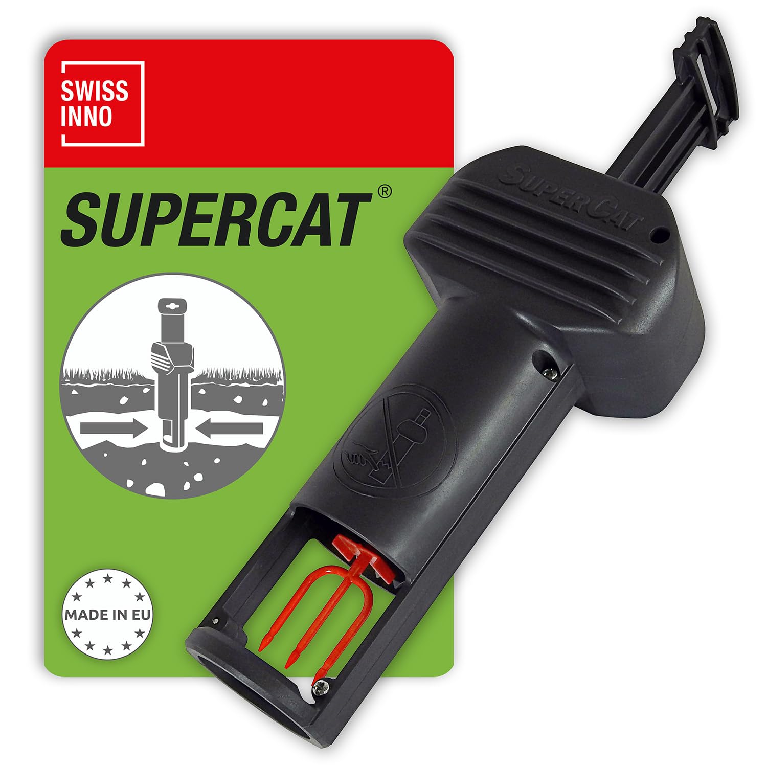 SWISSINNO SuperCat PRO front view showing durable tunnel design and easy placement benefit