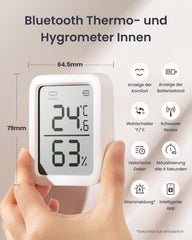 SwitchBot Meter Plus slim side profile highlighting its three-angle stand and easy placement benefits
