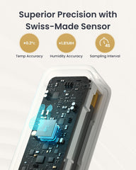 SwitchBot close-up of sensor face highlighting Swiss Sensirion accuracy