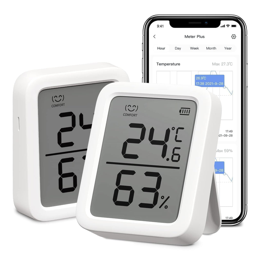 SwitchBot front display showing large readable temperature and humidity