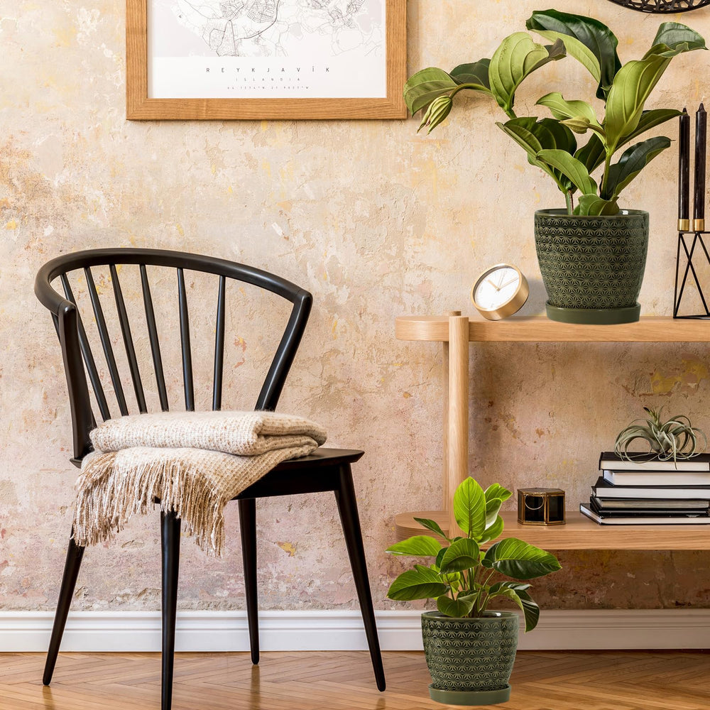 Swkien pots beside a ruler illustrating dimensions and fit for small indoor spaces