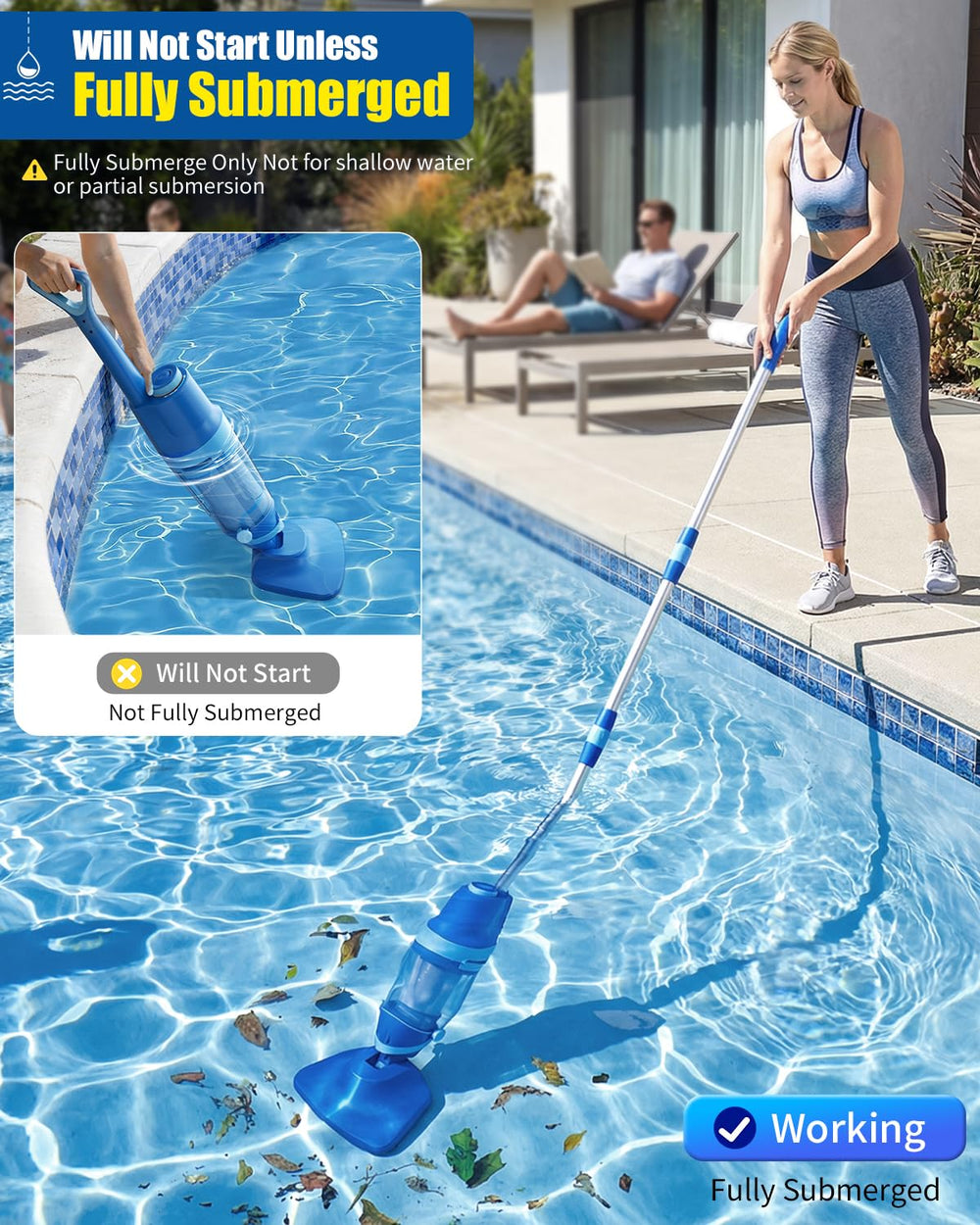 Swolace vacuum cleaning pool floor removing leaves and sand efficiently