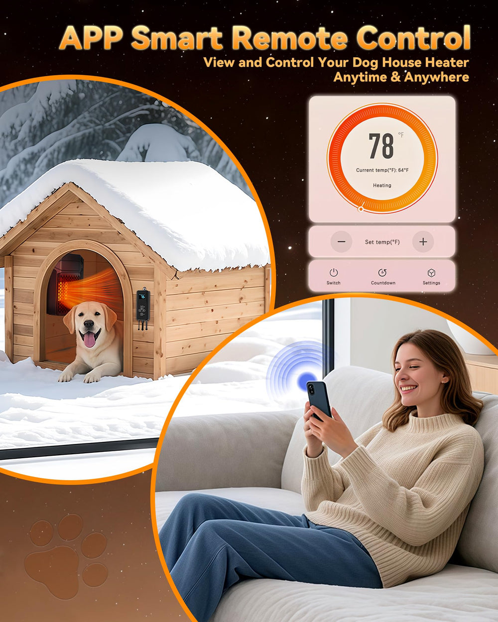 SwSun side mounted installation in a kennel providing secure heat