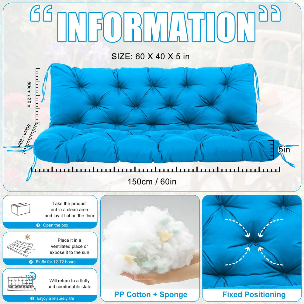 SXBFHGH cushion next to measuring tape showing 60x40x5 inch dimensions