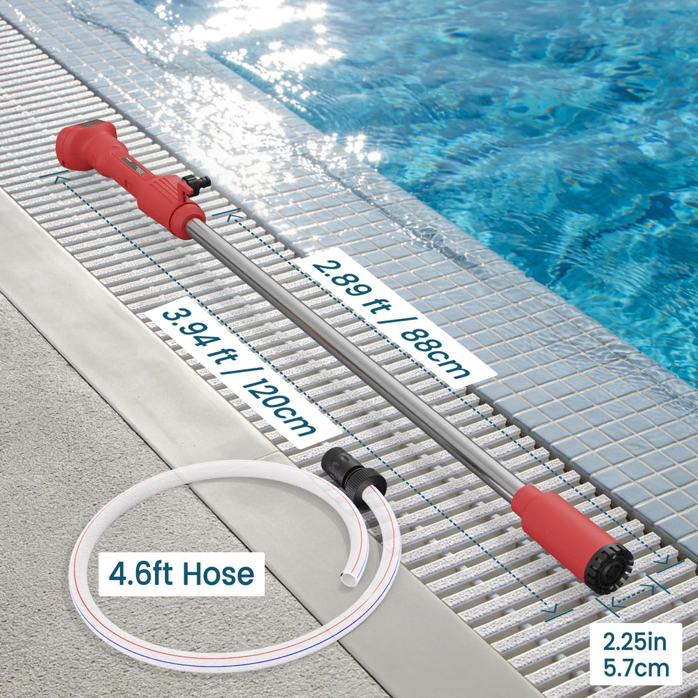SXBSXB beside garden hose for scale showing compact size and easy storage