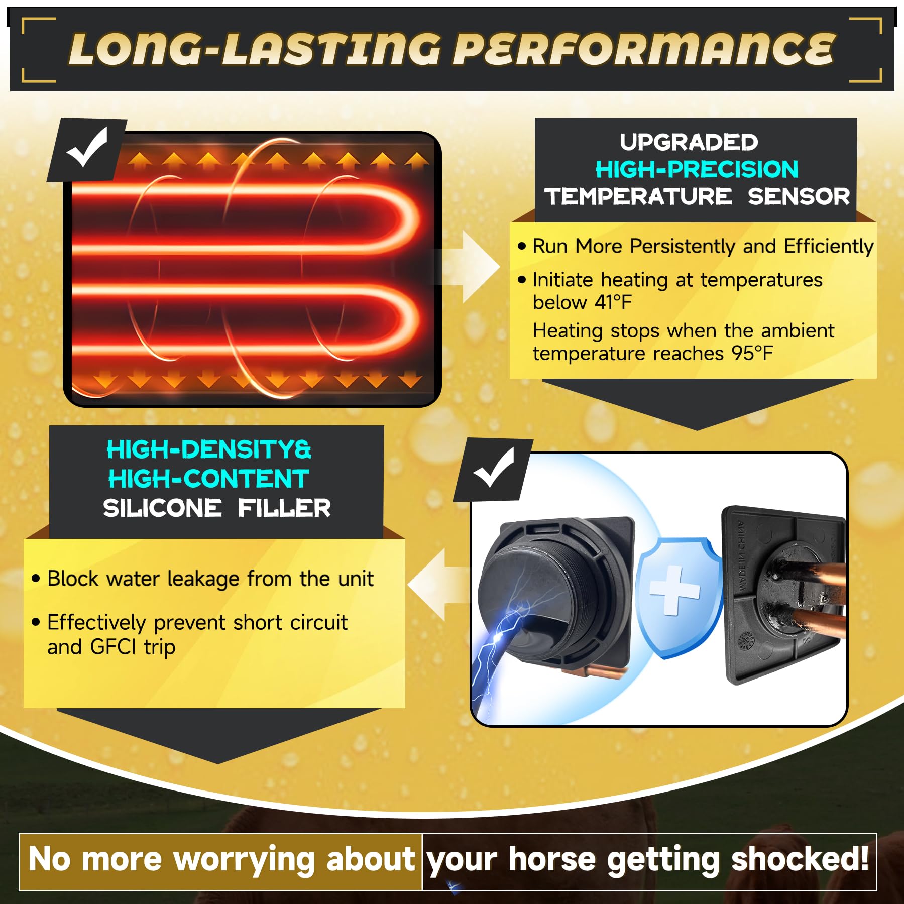 Sxmprail side profile concealed under water protecting heater from livestock damage