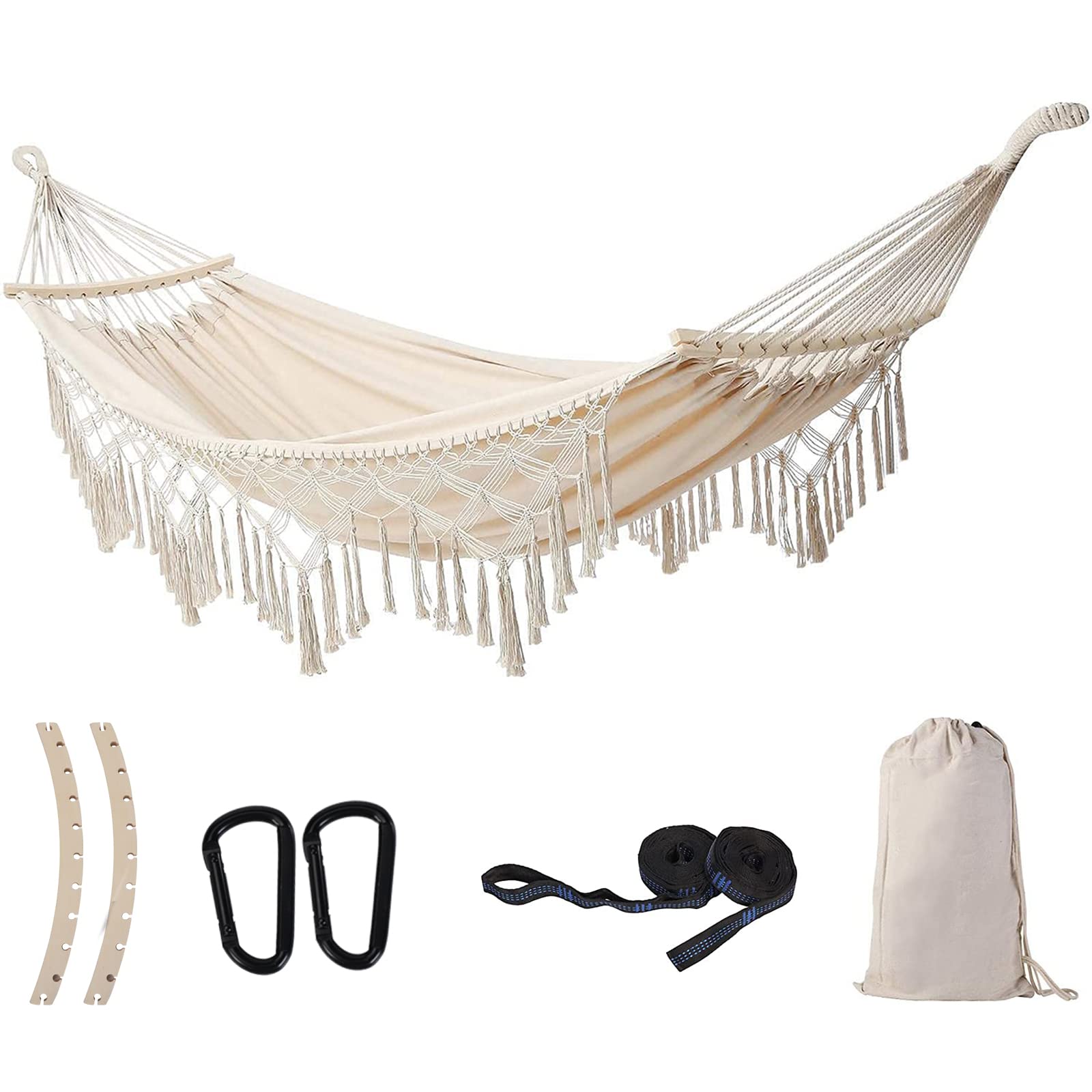 SXSEAGLE front view of full beige double hammock showing capacity and comfort