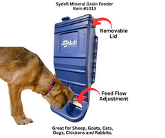 Sydell feeder side close-up showing heavy-duty plastic and reinforced rim